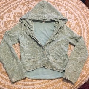 FREE PEOPLE light blue paisley blazer sweatshirt